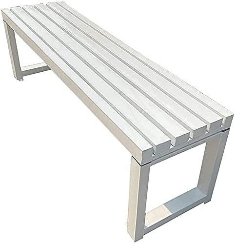 Outdoor-Bank, Terrassenbank, Veranda-Möbel, Terrasse, Park, Gartenbank, Outdoor-Bank mit 2–3 Sitzen, Metall-Loungesessel, Terrassenmöbel (weiß ohne Rückenlehne, 119,4 cm) (weiß ohne Rückenlehne, 119,9 von Generic