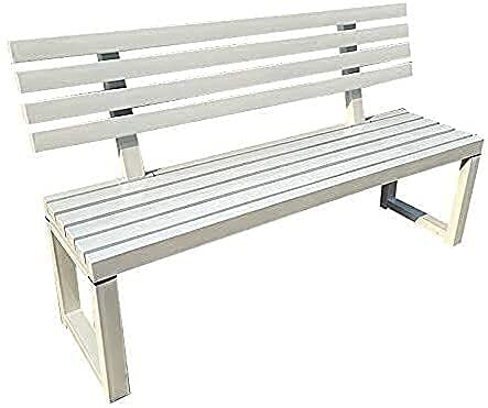 Outdoor-Bank, Terrassenbank, Veranda-Möbel, Terrasse, Park, Gartenbank, Outdoor-Bank mit 2–3 Sitzen, Metall-Loungesessel, Terrassenmöbel (weiß ohne Rückenlehne 119,4 cm, weiße Rückenlehne 119,9 cm) von Generic