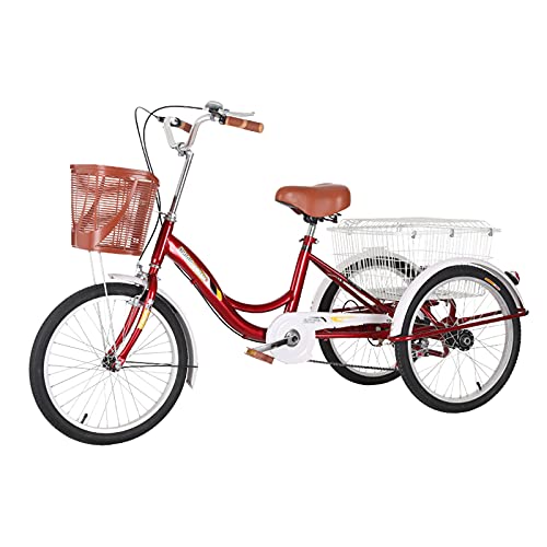 Outdoor Fahrrad 3 Räder mit Einkaufskorb Dreirad Erwachsene Dreirad 20 Zoll Seniorenfahrrad Damen Herren Dreirad Erholung Shopping Picknick Radfahren Radfahren Radfahren von Generic