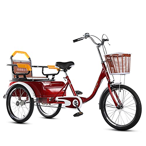 Outdoor Fahrrad Sport 20 Zoll Dreirad Erwachsene mit Rücksitz Einkaufskorb Drei Räder Cruiser Bike Senioren Frauen Männer Belastung 250 kg von Generic