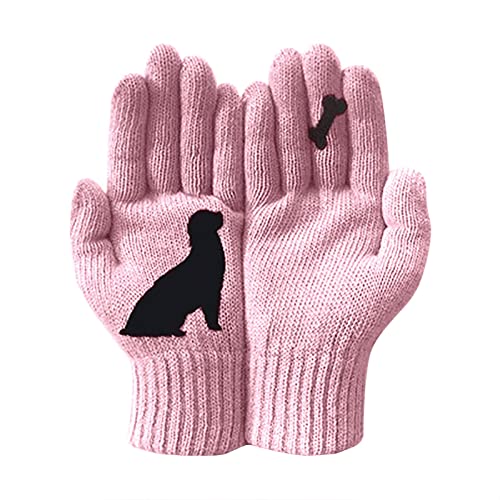 Paar Damen Winter Touchscreen Handschuhe für Hunde warm mit Fleece gefüttert mit elastischen Bündchen gestrickte Handschuhe Finger verdickte Wollhandschuhe Für Regenbekleidung von Generic