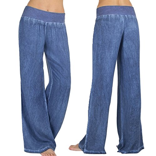 Palazzo Hose Damen High Waist - Baggy Jeans Damen Weites Bein Jeanshose Schlaghose mit Gummizug Haremshose Straight Leg Flared Freizeithose Jogginghose Yogahose Lange Hosen für Damen von Generic