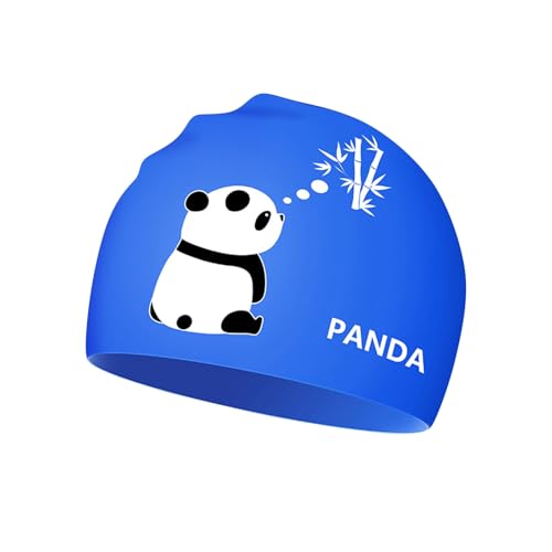 Panda Panda Cartoon Silikon Badekappe Groß Wasserdicht Nicht Dehnbar Weich Bequem Blau Wasserspielzeug Outdoor von Generic