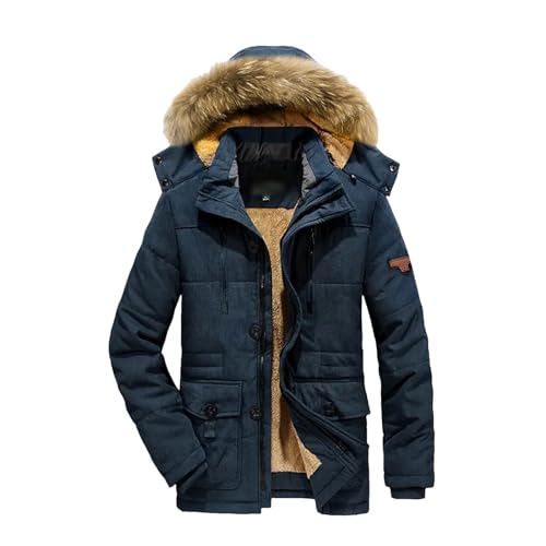 Parka Outdoor Herren Winterjacke Plus Dicke warme Jacken mit Mehreren Taschen Solider Parkas Mantel von Generic