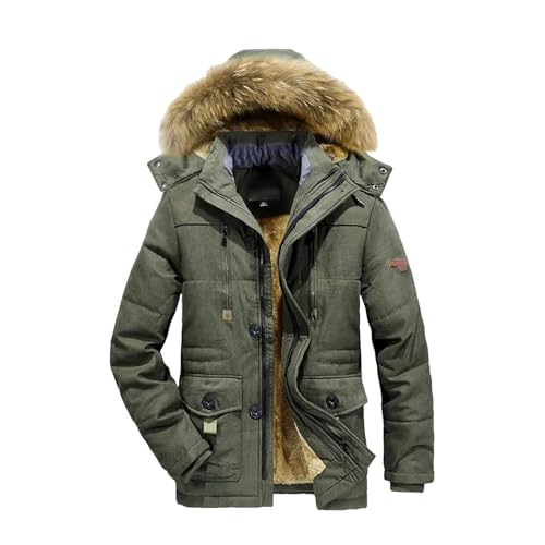 Parka Outdoor Herren Winterjacke Plus Dicke warme Jacken mit Mehreren Taschen Solider Parkas Mantel von Generic