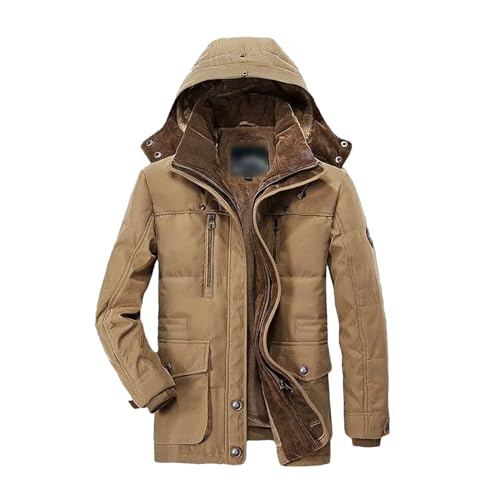 Parka Outdoor Herren Winterjacke Plus Dicke warme Jacken mit Mehreren Taschen Solider Parkas Mantel von Generic