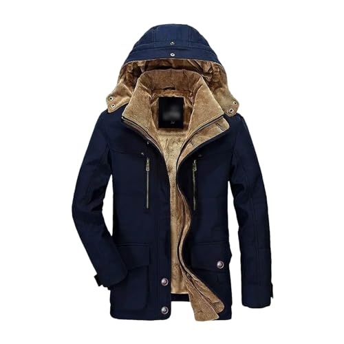 Parka Outdoor Herren Winterjacke Plus Dicke warme Jacken mit Mehreren Taschen Solider Parkas Mantel von Generic