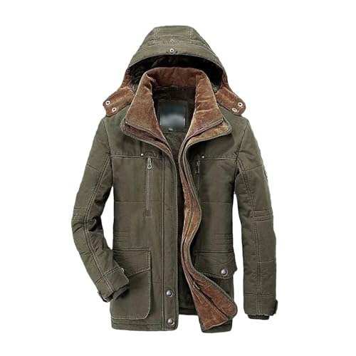 Parka Outdoor Herren Winterjacke Plus Dicke warme Jacken mit Mehreren Taschen Solider Parkas Mantel von Generic