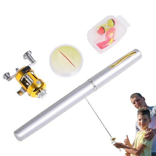 Pen Fishing Rod and Reel Combo - Portable Pen Fishing Rod and Reel Combo Fishing Pen - Fishing Rod Pen, Small Fishing Rod, Pen Fishing Rod for Birthday, Holiday, Special Occasion Pen Fishing Rod Pen von Generic