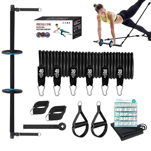 Pilates-Bar-Set,Pilates-Bar-Set, Pilates-Bar-Workout mit Widerstandsbändern, Tragbares Pilates-Bar-Set für das -Fitnessstudio, multifunktionales Fitnessgerät für das Ganzkörpertraining im -Fitnessstud von Generic