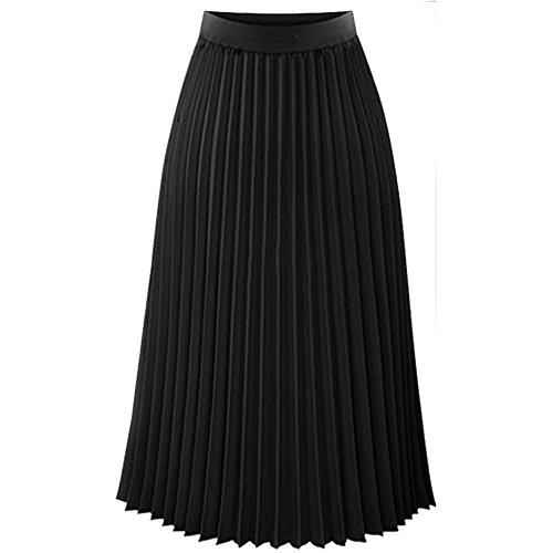 Plisseerock Damen Lang, Faltenrock A Linie, Plissee Rock Damen Maxi Midirock Röcke Kleid Langer Wickelrock für Frauen Skirt Freizeitrock Einfarbig Herbstrock Sommerrock Elegant Kleidung von Generic