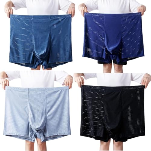 Plus Größe 13XL 4-Pack Mesh Atmungsaktive Seide Boxer Briefs männer Unterwäsche Lose Mittleren Alters Ältere Senioren männer Höschen von Generic