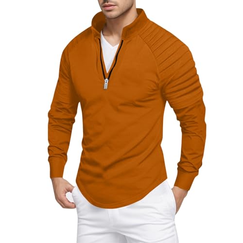 Poloshirt Herren Langarm, Poloshirts Für Herren Mit Kragen, Basic Langarm T-Shirt Mit V-Ausschnitt Sommer Polohemd Mit Zip Longsleeve Tops Einfarbig Casual T-Shirt Herren Golf Poloshirt Für Frühling von Generic