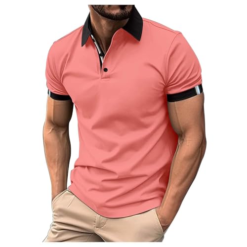 Poloshirt Herren Mit Knopfleiste Kurzarm, Slim Fit Modische Leicht Sommer Polo Tshirt Männer Einfarbig Freizeithemd Tops Einfach Große Größen Oberteile Golf Poloshirt Herren Atmungsaktive von Generic