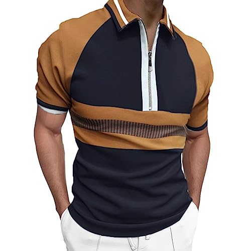 Poloshirts Für Herren Kurzarm Mit Reissverschluss, Modern Stylisch Sommer Polo Männer T-Shirt Mit Aufdruck Herren Hemd Kurzarm Tops Bunt Große Größen Oberteile Golf Poloshirt Herren Atmungsaktive von Generic