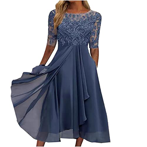 Prinzessin Kleid Mädchen Damen Kleider Sommer Kleid Festlich Sommerkleider Amozone Glitzer Kleid Damen Kleider Große Größen Festlich Sommerkleid Weiß (Blau, XL) von Generic