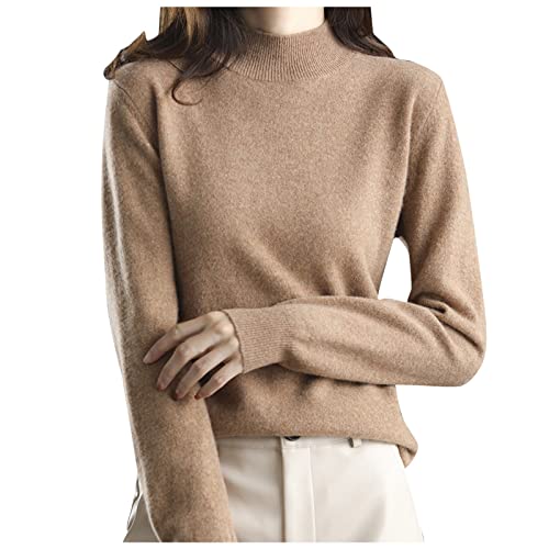 Pullover Damen, Casual Tailliert Lose Langarm Rollkragenpullover Vintage Grobstrick Sweater Solide Elastisch Sweater Einfacher Winter-Rollkragenpullover Holiday Travel Pullover Frauen von Generic