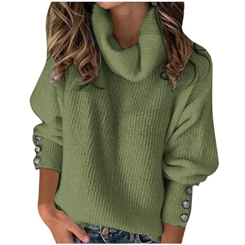 Pullover Damen Rollkragenpullover, Pullover Für Damen Grobstrick Weich Damenpullover Langarm Lose Strickpullover Dünne Vielseitiger Basic Thermo Oberteil Pullover Damen Langa von Generic