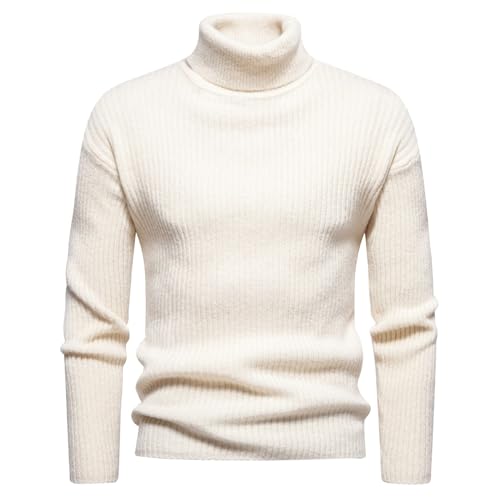 Pullover Für Herren Rollkragenpullover Herren Strickpullover Langarm Solid Große Größen Casual Outdoor Männer Pullover Herbst Winter Warm Soft Einfach Bequem Feinstrick Fleecepullover Herren von Generic