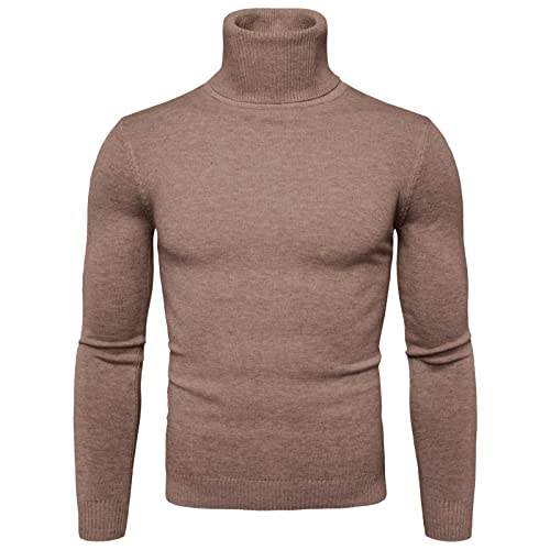 Pullover Herren Rollkragen Pullover Herren Vintage Arbeitspullover Langarm Einfarbig Casual Stehkragen Pullover Herren Winter Warm Classic Vintage Britischer Stil Feinstrick Fleecepullover Herren von Generic