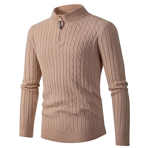 Pullover Herren Winter Rollkragenpullover Herren Mit Reißverschluss Kragen Langarm Große Größen Casual Arbeitspullover Herren Herbst Winter Warm Soft Classic Einfach Half Zip Fleecepullover Herren von Generic