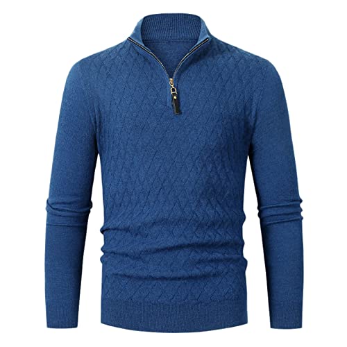 Pullover Herren Winter Rollkragenpullover Mit Reissverschluss Herren Strick Langarm Einfarbig Casual Pullover Sweatshirts Für Herren Winter Warm Moderne Vintage Bequem Half Zip Fleecepullover Herren von Generic