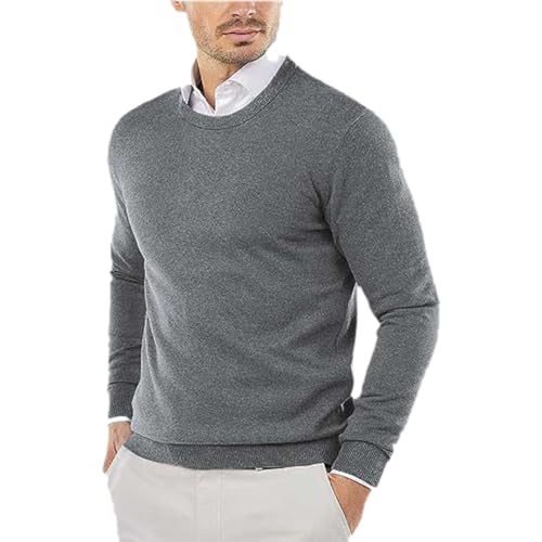 Pullover Herren Winter- Strickpullover Herren Rundhals,Pulli Herren Langarm Einfarbig Bequeme Fleece Oberteil Leichter Eng Herbst Winter Fleecepullover Sweater für Männer von Generic