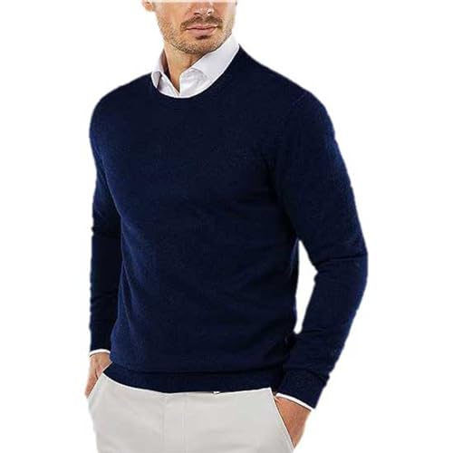 Pullover Herren Winter- Strickpullover Herren Rundhals,Pulli Herren Langarm Einfarbig Bequeme Fleece Oberteil Leichter Eng Herbst Winter Fleecepullover Sweater für Männer von Generic