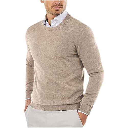 Pullover Herren Winter- Strickpullover Herren Rundhals- Pulli Herren Langarm Bequeme Fleece Oberteil Leichter Slim Fit Winterpullover Fleecepullover Sweater Strickpulli von Generic