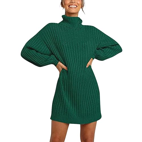 Pulloverkleid Damen, Einfarbige Rundkragen Bodycon Pullover Minikleid A-Linien Knielang Große Größen Zopfmuster Kleid Strickkleid Damen Lang Urban Classic Damen Pulloverkleid von Generic