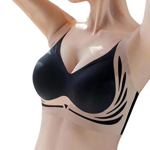 Push Up BH Ohne Buegel, Damen Komfort Vollschalen Minimizer BH Seamless Bequemer Nahtloser Bügelloser Bralette BH Gepolstert Sport BH Für Alltag Yoga Fitness von Generic