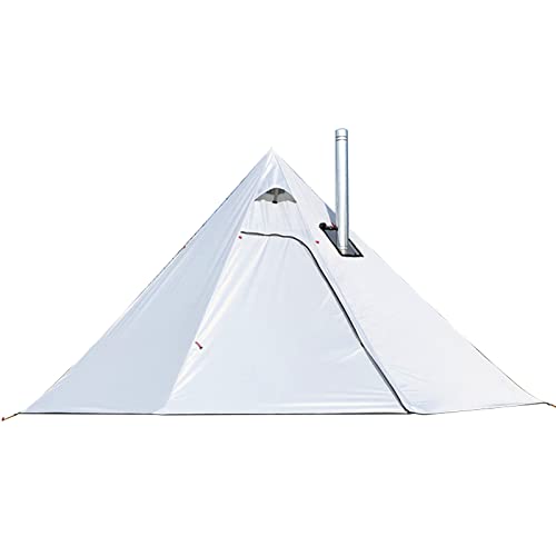 Pyramidenzelt Tipi Hot Tents mit Ofenlochfenstern Outdoor Camping Familientipi Indianerzelt für 2-4 Personen für Outdoor-Reisen Wanderzubehör (Weiß 3) von Generic
