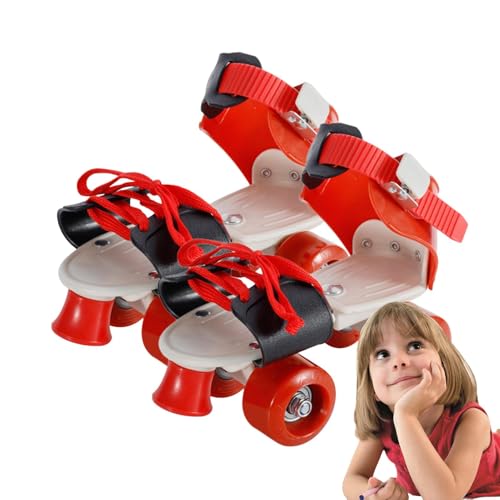 Quad-Rollschuhe – Skating-Schuhe für Kinder, Quad-Rollschuhe mit verstellbaren Riemen | Zweireihig, 4, Keine Notwendigkeit, Schuhe auszuziehen, Outdoor-Erholung für Anfänger, Teenager, Kinder von Generic