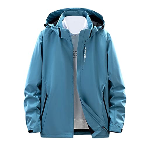 Regenjacke Herren Gefüttert Wasserdicht Warm Winterjacke Outdoorjacke mit Kapuze Atmungsaktiv Fleecejacke Outdoor Winddicht Funktionsjacke Windjacke Sport Fahrrad Skijacke Übergangsjacke von Generic