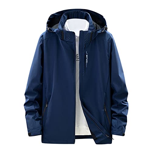 Regenjacke Herren Gefüttert Wasserdicht Warm Winterjacke Outdoorjacke mit Kapuze Atmungsaktiv Fleecejacke Outdoor Winddicht Funktionsjacke Windjacke Sport Fahrrad Skijacke Übergangsjacke von Generic