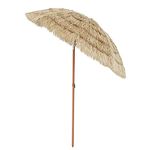 Regenschirm, hawaiianische Schirme, Outdoor-Garten, Terrasse, Strand, Bast-Fransenschirm, 1,8 m Durchmesser, hawaiianischer Grasrock-Regenschirm, neigbar von Generic