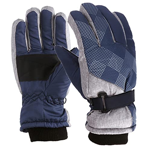 Reithandschuhe Damen Winter Touchscreen Winter-Outdoor-Schnee-Skaten-Snowboarden Winddichte warme Handschuhe, perfekt für 5 bis 9 Jahren Super Mütze Winter (Navy, One Size) von Generic