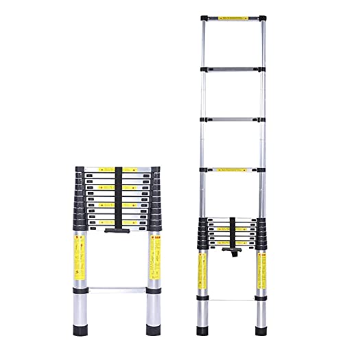 Robuste Teleskopleiter, 8 m/ 7 m/ 6,2 m/ 5 m/ 4 m/ 3,8 m/ 2,6 m hoch, professionelle klappbare Teleskopleiter aus Aluminium für Dachzelt, Wohnmobil, Dachboden von Generic