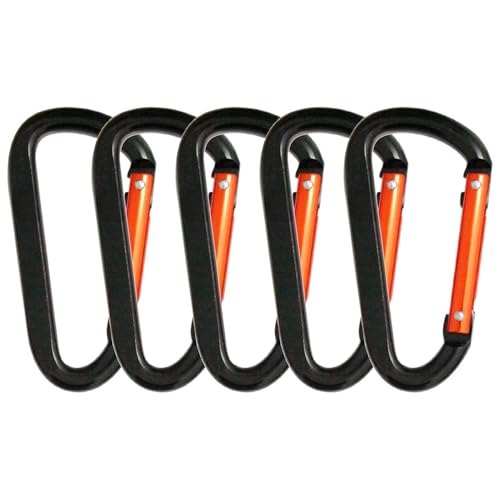 Robuster Karabinerhaken – 5 große D-Ring-Schnallen für Schlüssel, Gepäck und Hängematten | Robuste Bergsteiger-Clips für Outdoor-Camping, Fitnessstudio und multifunktionale Organisation von Ausrüstung von Generic