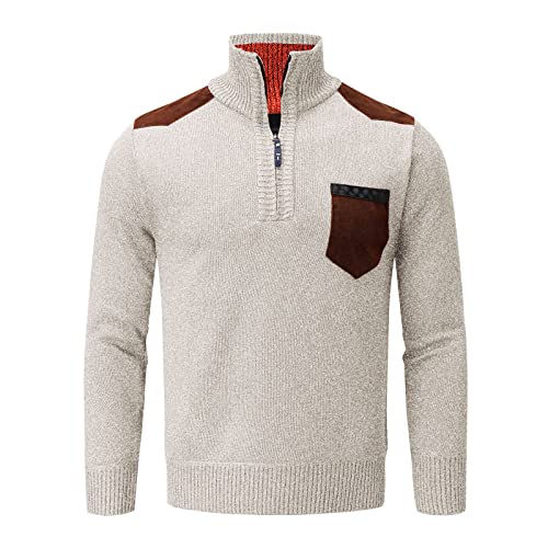 Rollkragen Pullover Für Herren Pullover Mit Reissverschluss Herren Baumwolle Einfarbig Große Größen Casual Herren Arbeitspullover Winter Warm Soft Classic Einfach Half Zip Fleecepullover Herren von Generic