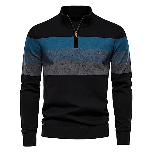 Rollkragen Pullover Für Herren Pullover Mit Reißverschluss Kragen Einfarbig Grosse Grössen Casual Pullover Sweatshirts Für Herren Winter Warm Britischer Stil Bequem Half Zip Fleecepullover Herren von Generic