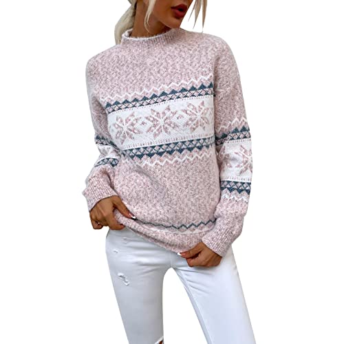 Rollkragenpullover Damen, Knit Langarm Rollkragenpullover Vintage Grobstrick Casual Weich Jumper Lose Beiläufige Sweatshirts Damen Pullover Holiday Travel Pullover Frauen von Generic