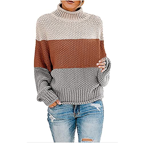 Rollkragenpullover Damen Elegant Winter Langarm Pullover Casual Elegantes Pullover Top Rollkragenshirt Damenpullover Langarm Winterpullover Grobstrick Weich von Generic