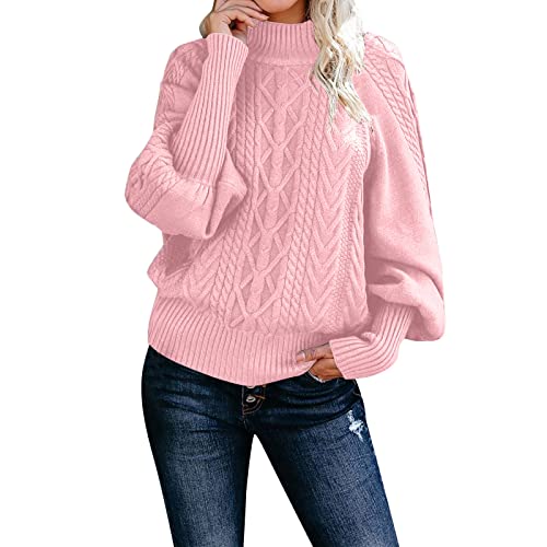 Rollkragenpullover Damen Lang, Pullover Damen Elegant Rollkragenshirt Cable Knit Elegant Langarm Tops Damen Langarm Rollkragenpullover Longpullover Für Damen Pullover Damen Lang von Generic