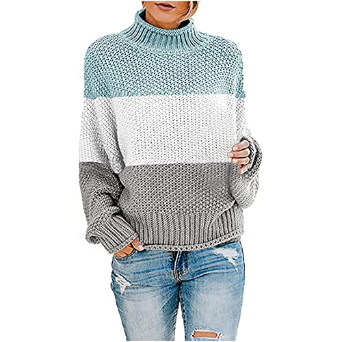 Rollkragenpullover Für Damen, Pullover Damen Elegant Grobstrick Weich Damenpullover Langarm Lose Strickpullover Oberteile Casual Einfarbig Rollkragenshirt Vielseitiger Basic Thermo Oberteil von Generic