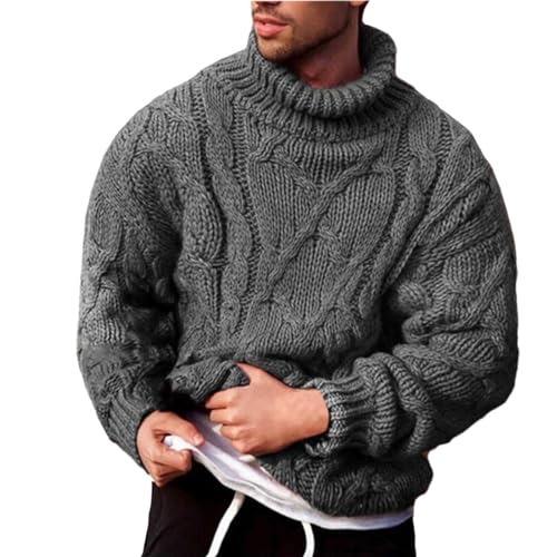 Rollkragenpullover Herren Strickpullover Pullover Herren Winter Langarm Einfarbig Casual Business Sweater Herren Herbst Winter Warm Soft Classic Einfach Feinstrick Fleecepullover Herren von Generic