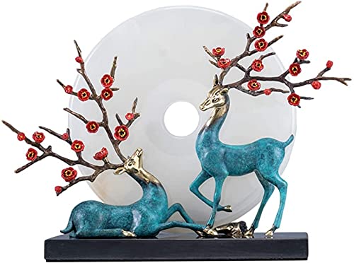 SADEW Ornament Statue Skulptur Statue Hirsch Statue Jade Wohnzimmer Eingang TV Schrank Dekoration Hirsch Ornament Einweihungsparty Hochzeiten Glück Reichtum Desktop von Generic