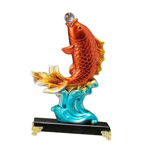 SFEWF Koi-Fisch-Statue, Wohlstandsskulptur, Sammlerstück, dekorative Figur, Tischdekoration für Kamin, Schlafzimmer, Einweihungsgeschenk, Gold von Generic