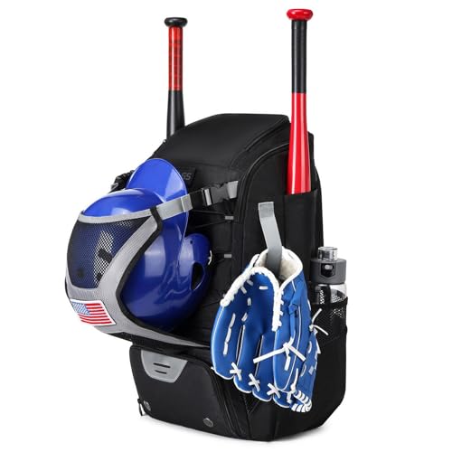 Schlägertasche – Baseball-Tasche für Jugendliche, wasserdichte Softball-Tasche, großer Sportrucksack | Baseball-Rucksack mit Schuhfach und Zaunhaken, T-Ball- und Softball-Ausrüstung und Ausrüstung für von Generic