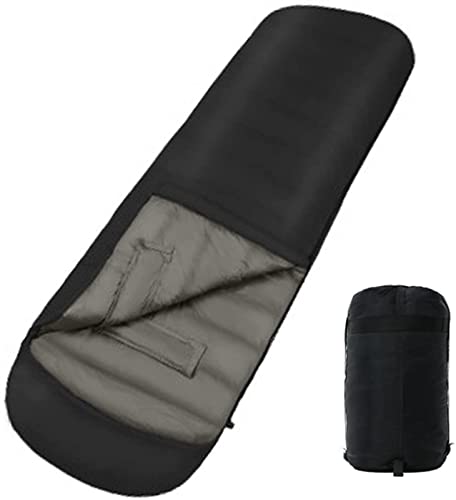 Schlafsack für Erwachsene, 3-Jahreszeiten-Rucksackausrüstung, leicht, wasserdicht, für drinnen und draußen, für Kinder, Teenager, Rucksackreisen, Reisen und Camping (schwarz) von Generic